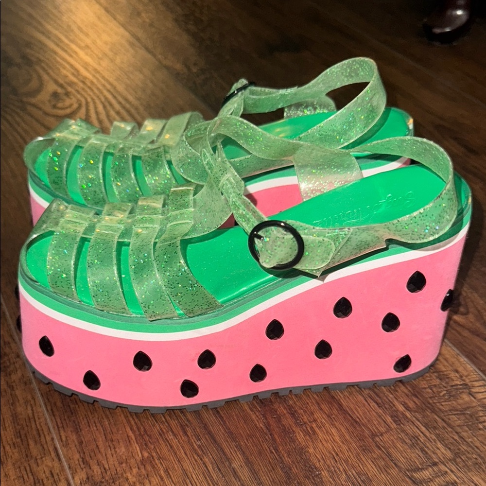 Women’s Glittery Watermelon Platform Sandals Dolls Kill